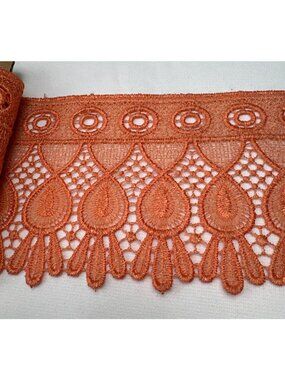 Orange Cotton Embroidered Lace Trim 3.75" x 2 yards + 9" DIY Sewing Craft Supply